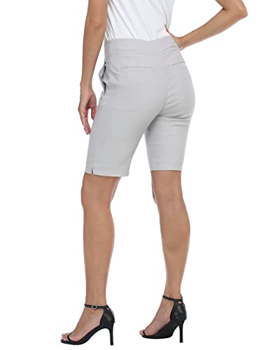 HDE Women's Pull On Bermuda Shorts Mid Rise 10" Inseam Shorts with Pockets4
