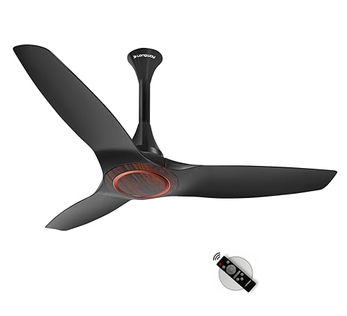 Image of LONGWAY Glideon 1200mm BLDC Ceiling Fan with Remote Control | Premium Look with Ultra Silent Performance | ABS Blade & Body | BEE 5 Star Rated | Anti-Dust Ceiling Fan | 5 Years Warranty (Black Wood)
