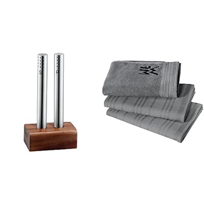 WMF Salz- und Pfefferstreuer Set 3-teilig, Salzsteuer klein, Pfefferstreuer & Küchenhandtuch-Set 3-teilig, Baumwolle Küchentücher, 2 Geschirrtücher, Handtuch, Geschirrhandtuch