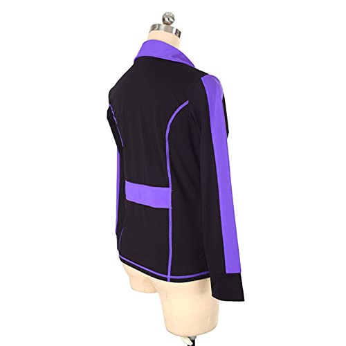 Jaqueta de patinação artística, linhas de cores de emenda simples para adultos, manga comprida, zípe