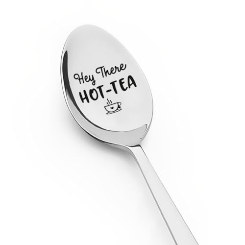 Hey There Hot Tea Spoon for Women Men Christmas Birthday Gifts for Tea Lover Best Friend Mom Dad Xmas Presents for Husband Boyfriend Him Valentines Day Gift for Girlfriend Wife Her Hot Tea Spoon