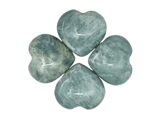 Image of Crystal Heaven Certified Aquamarine Crystal Heart Palm Pebbles Stones For Anxiety Stress Relief Massage - Aaa Grade Original Healing Gemstone Agate Heart Palm Stone For Yoga Meditation Spiritual