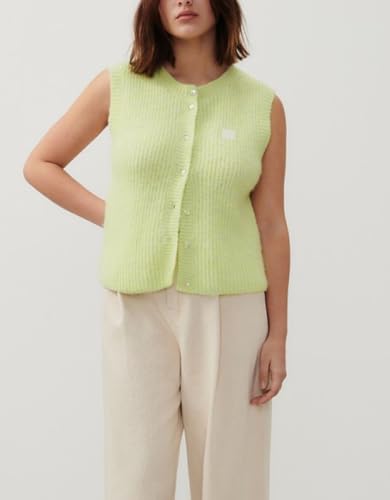 Image of Women Chunky Button Sweater Vest Sleeveless Round Neck Rib Knitted Tank Top Y2k Knitted Cardigan Vest Shirt