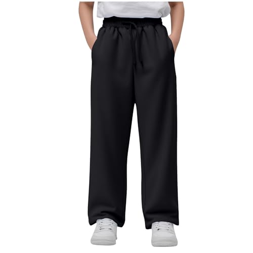 hlysgo Girls 2025 Wide Leg Sweatpants High Waisted Baggy Straight-Leg Track Pants Casual Open Bottom Sweatpant with Pockets