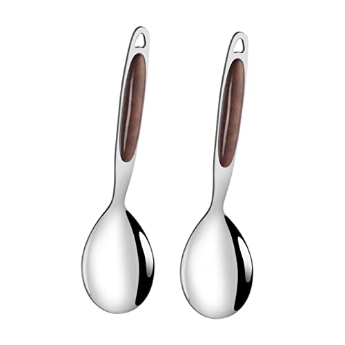 Cabilock 2Pcs Stainless Steel Rice Serving Spoons Kitchen Scoops for Communal Use Tableware for Home Hotel Buffet Prevent Transmission Comfortable Grip