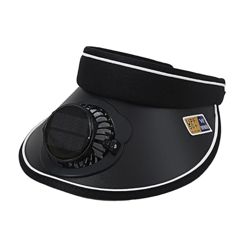 Chapeau visière ventilateur avec casquette protection solaire réglable et grand bord noir