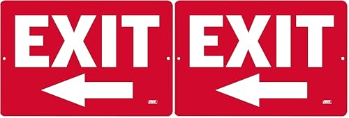 Image of Rogue River Tactical Warning Exit Left Arrow Metal Tin Sign Business Retail Store Home Large Restaurant Bar Office Hotel (Pack of 2)