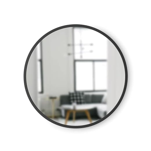 Umbra Hub Espejo de pared redondo decorativo, 46 cm, Negro
