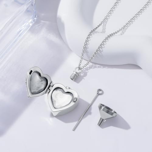 SOULMEET Heart Shape Butterfly Urn Necklace for Ashes, Sterling Silver Blue Morpho Butterfly Ashes Locket Necklace, Memorial Keepsake Gift3