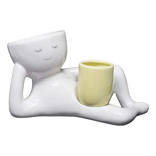 Sizavi Ceramic Lazy Guy Figurines Decor Funny Statue Best Birthday Gifts Perfect for Thanksgiving Christmas Fathers Day Anniversary Modern Home Decoration