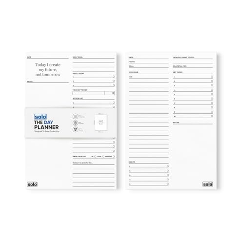 Image of SOLO A5 Daily Planner with 50 Tear-Off Sheets, 80 GSM Planner to Track & Schedule Your Day, Manage To-Do List, Goals & Budget Tracker, Ideal for Office, Home & School (Pack of 2)