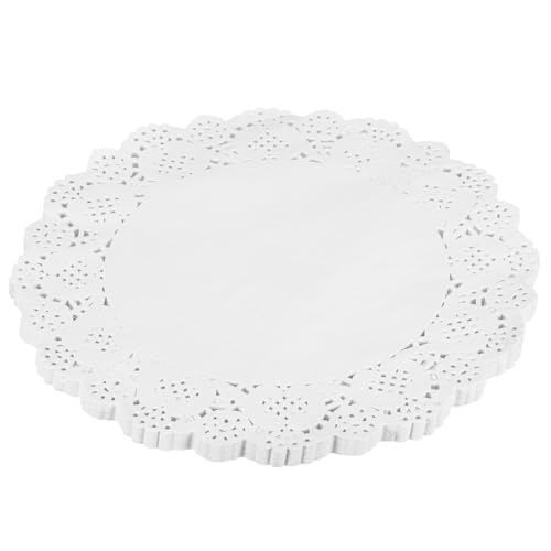 QUARKZMAN 100Pcs Tapetes De Papel De Encaje Blanco 10.5Pulgadas Tapete De Mesa Redondo De Papel Para Decorar Bodas Y Cumpleaños