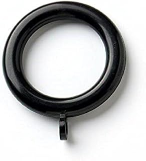 Merriway BH03245 (24 Pcs) Plastic Curtain Drapery Pole Rod Rings with Fixed Eye, Inner Diameter 37mm (1.7/16 inch) Outer Diameter 50mm (2 inch) Black - Pack of 24 Pieces