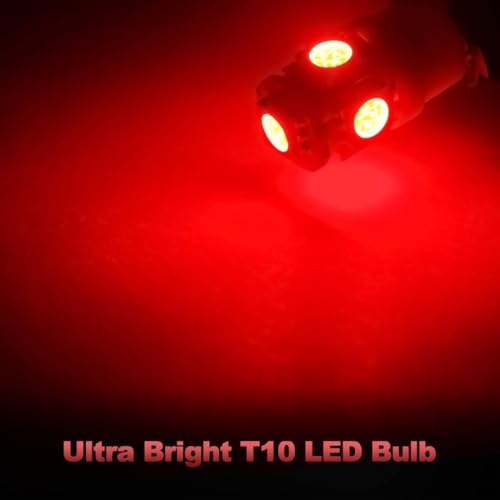 Yorkim 194 LED Bulbs Red Super Bright New 5th Generation, T10 168 LED Bulb for Car Interior Dome License Plate Map Door Courtesy Lights W5W 2825, Pack of 20