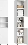 ✅ Idéal pour les petits espaces : meuble de salle de bain compact à 2 portes (35 x 35 x 187 cm) — parfait pour les petites salles de bains, WC d’invités ou recoins étroits.