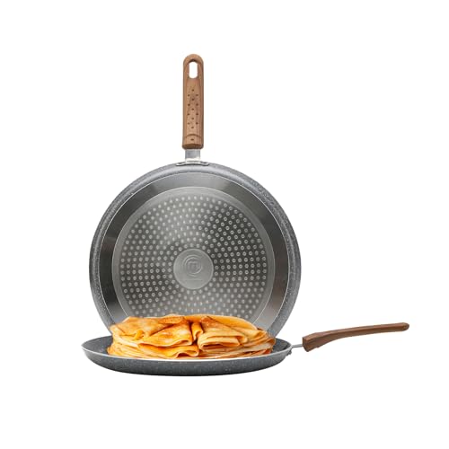 Opiniones de Sartenes para crepes comprados en linea. 46 MasterChef Crepera Premium Granite,Revestimiento Antiadherente de Alta Resistencia, Libre de PFOA, Comal de Cocina, 28 cm, Gris , modelo MA-CM-28GW