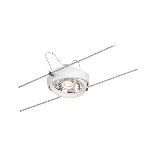 Paulmann 94201 LED sistema de cable spot individual Powerline II lámpara de cable spot 2700K 1x8W G53 Blanco 230/12V 80VA lámpara de techo incl. bombilla
