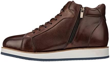 CALTO Men's Invisible Height Increasing Elevator Shoes - Dark Brown Leather Combat Zipper Boots - 3 Inches Taller - Y6021 - Size 10 D(M) US | Image 2