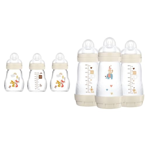 Image of MAM Feel Good Glass Bottles and Anti-Colic Bottles Bundle, Premium 5oz 3 Pack and Easy Start 9oz 3 Pack