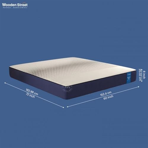 Image of Wooden Street Penguin Ortho Zen Mattress 8 Inch Queen Size (72x60x8 inch) 10-Year Warranty | Firm Feel | Advanced Contour Support Technology for Back Pain Relief | Removable Cover & Anti-Skid Base