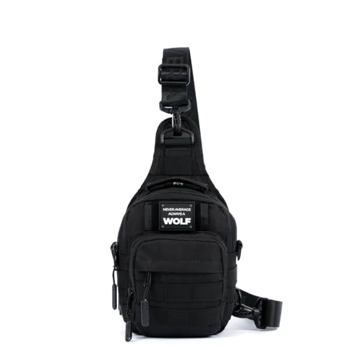 WOLFpak 4L Mini Tactical Sling Bag (Alpha Black) – Compact Crossbody Backpack for Gym, Travel & EDC – Tactical Shoulder Bag with Multiple Pockets – Lightweight, Durable Sling Pack for Men & Women