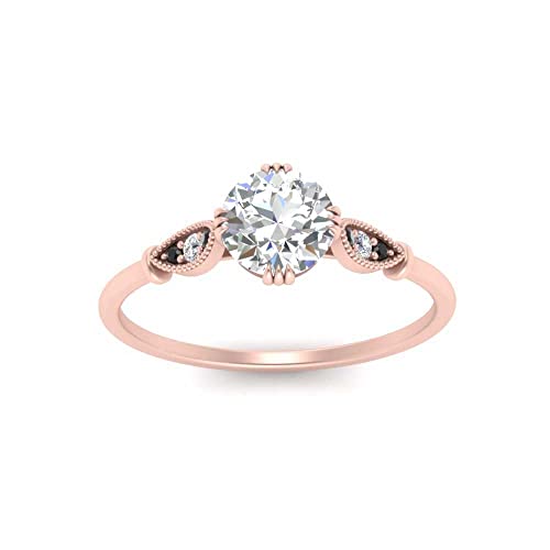 Image of Choose Your Gemstone Delicate Round Cathedral Engagement Ring Rose Gold Plated Round Shape Petite Engagement Rings Minimal Modern Design Birthday Gift Wedding Gift US Size 4 to 12