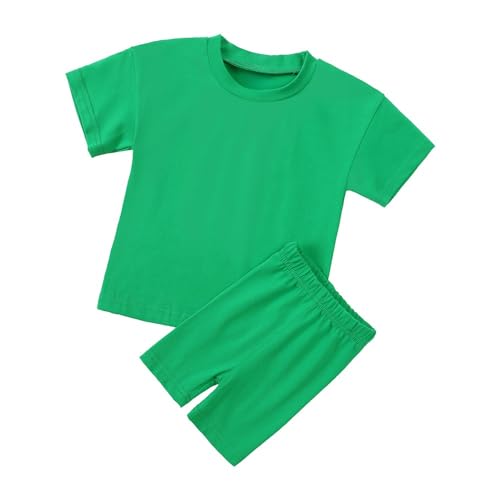 Image of HahaNice Toddler Girls Summer Outfits Cotton Solid T-Shirt & Biker Shorts Set for Little Girls 2 Pcs Tracksuits