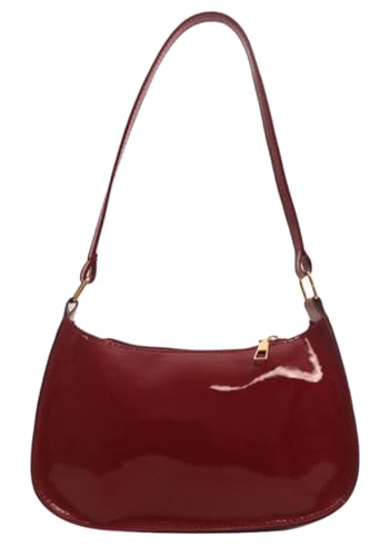 Image of Patent Leather Clutch Purse Shiny Evening Handbags for Women Armpit Shoulder Bag MINI Hobos