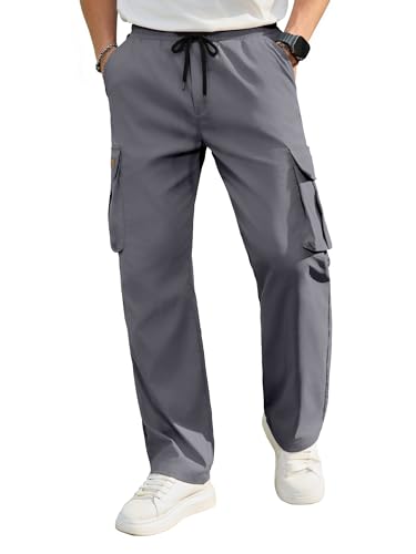 Image of PLEPAN Men's Casual Cargo Pants Drawstring Hiking Workout Tactical Joggers Sweatpants for Men with Pockets
