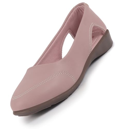 Image of FAUSTO Women Stylish Backless Casual Ballets | Low Heel Cut-Out Slip-On Ballerinas | Comfortable Walking Flats Sandals | Memory Cusion Insole