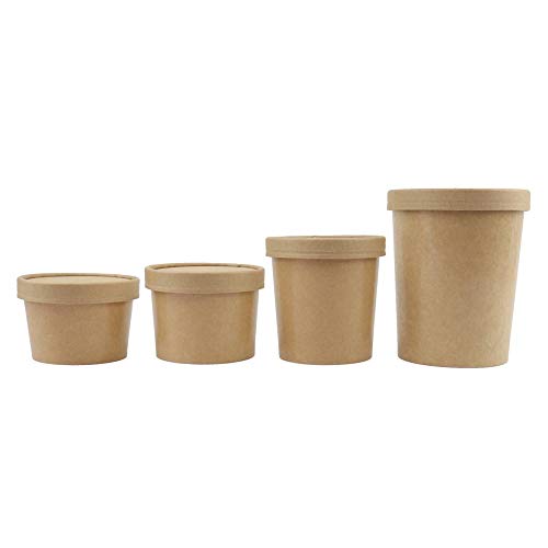 [25Count] 16 oz Freezer Containers And Lids - Kraft Paper To Go Cups - Durable Heavy Duty Pint Ice Cream Containers! Non-vented Lids Prevent Freezer Burn! Frozen Dessert Supplies - Thumbnail 3