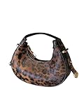 RoseSeek Women's Leopard Print Handbag Cheetah Top Handle Clutch Purses Mini Zip Hobo Bags Solid Brown One Size