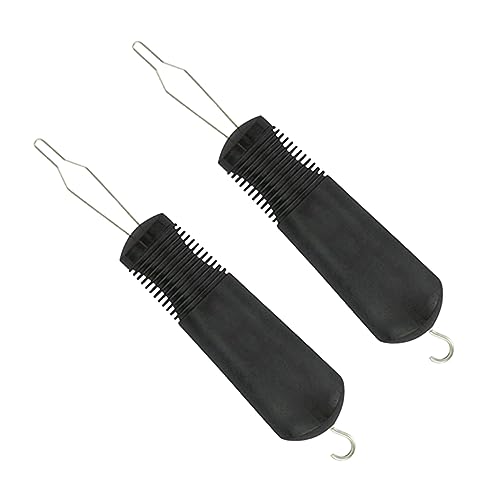 KOMBIUDA 2pcs Button Hook Buttons for Clothes Zipper Puller Tool Zipper Helper Pull for Dresses Button Sticky Hooks for Hanging One Hand Buttons Aid Rope Tab Button Assist Device Black