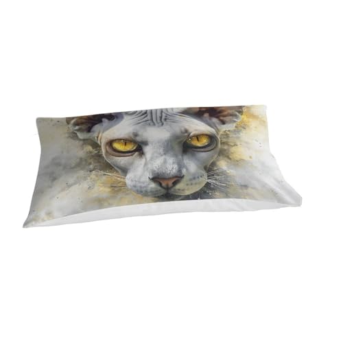 Housse de couette chat sans poils 3D en microfibre douce et anti-plis