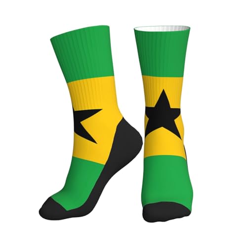 hhbiuuo Chaussettes fantaisie pour homme/femme Motif drapeau de Sao Tomé et Principe Chaussettes athlétiques respirantes anti-humidité pour la course à pied