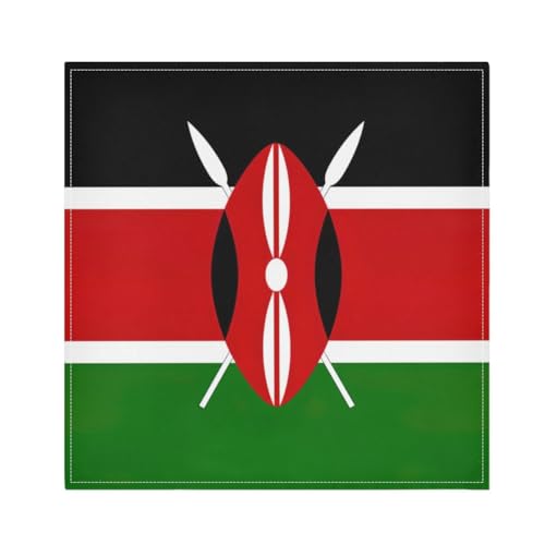 Servilleta de tela cuadrada 20 x 20 pulgadas con bandera de Kenya miniatura 1