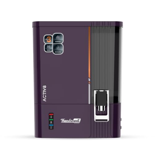 Image of Thunderwell ACTIV8 RO UV UF Water Purifier for Home | Zinc Copper Alkaline | 12 Stage Purification | TDS Controller | 10L Storage Tank | Purple