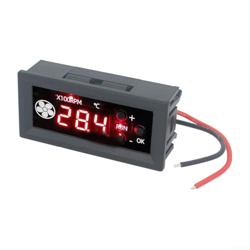 4 cables para controlador de velocidad de ventilador PWM para sistemas de 12 V incluye pantalla digital de temperatura y velocidad soporta apagado de baja temperatura y función de temporizador de