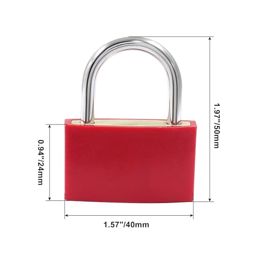 Image of BokWin 2 Pack Keyed Padlock Luggage Locks Red ABS Plastic Covered Copper Padlock for Jewelry Box Laptop Bag Backpack Gym Locker