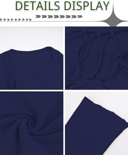 Image of Shasmi Women's Square Neck A-Line Dress - Long Sleeve, Tie Waist, Knitted Stretchable, Casual & Office Outfit, Solid Winter Midi Dress for Women (Dress 221)