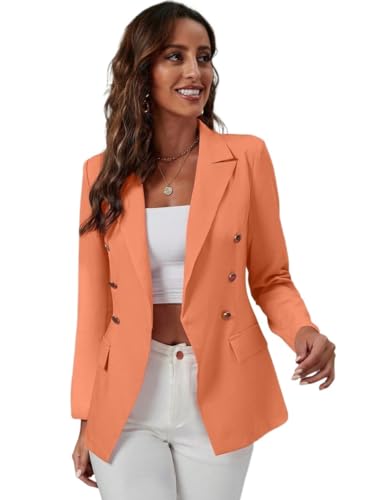 Fall Blazers for Women Business Casual Lapel Neck Detail Double Breasted Elegant Blazer Long Sleeve Blazer