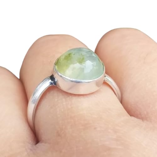 Vintage Prehnite Poison Ring – Handmade Silver Boho Statement Ring with Secret Compartment – Healing Green Prehnite Jewelry for Anxiety & Inner Peace – Mother’s Day Gift