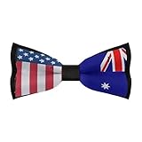 USA- und australische Flagge, bequeme Herrenfliegen, verstellbar, vorgebunden, für Hochzeit, Party, Geschäft, Alltag