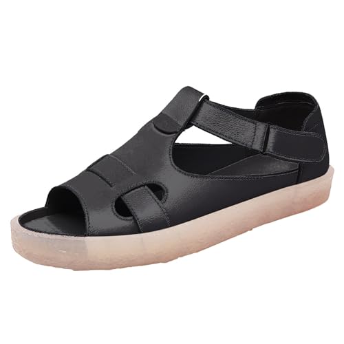 Sandales plates femme en PU noir : ne glissez plus grâce à la sangle en T ajustable