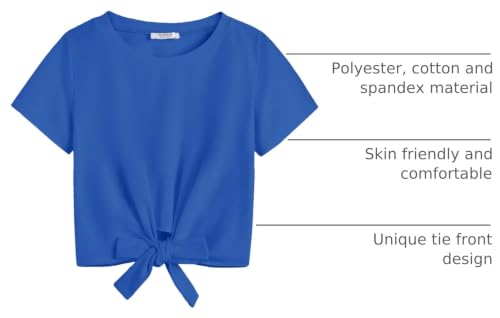 Image of Arshiner Girls Short Sleeve Shirts Tie Knot Front Tops T Shirts for Kids Crewneck Cute Casual Tie Dye Tee Blouse