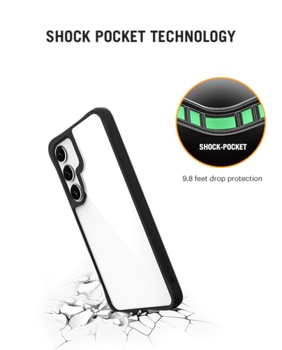 Image of DailyObjects Case for Samsung Galaxy S25 Plus, Drop Protection Polycarbonate Black Hybrid Slim Shockproof Back Cover