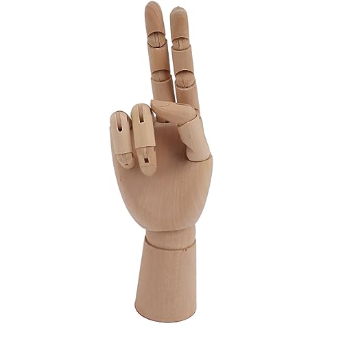 Flexible Wooden Hand Model, Moveable Fingers Manikin Hand Figure Artist Manikin Hand Model Art Sketching Painting for Home Office Desk Decoration (7116A 0201 Right Hand Small)
