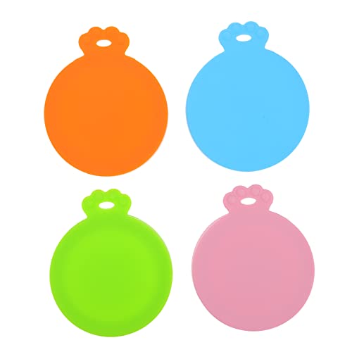 FONDOTIN 4Pcs Pet Food Can Covers Pet Can Lids for Easy Sealing and Freshness Safe and Flexible Dog Cat Food Lid