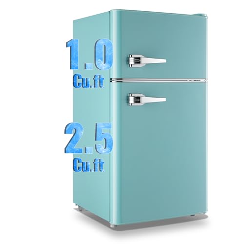 WANAI 3.5 Cu.Ft Mini Fridge with Freezer, Retro Small Refrigerator with 2 Handles, 7 Settings...