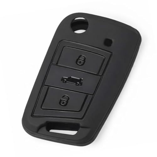 Image of JVCV Soft TPU Cover Compatible with Skoda Kushaq Taigun Tiguan Virtus Octavia Kodiaq Superb Folding Key | Scratch-Resistant Protective Case (Matte Black)